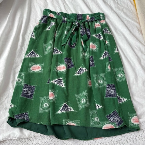 Anthropologie Porridge LARGE Getaway Printed Skirt flowy bow strap Lined - Picture 8 of 10